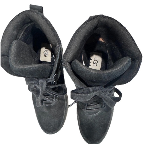 UGG Valory Black Suede Wedge Platorn Ankle Boots 10 - Picture 5 of 8